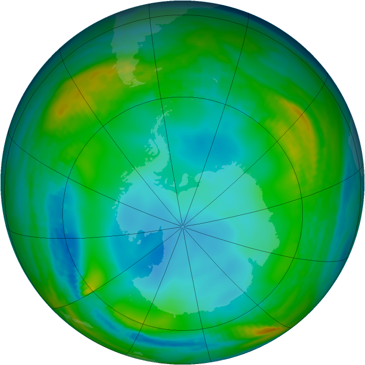 Antarctic ozone map for 16 June 1983